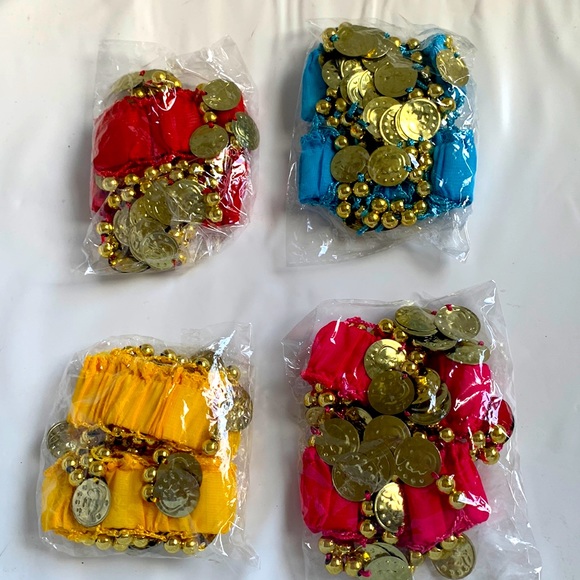 Red blue yellow pink Arabic dance bracelet comes 2 in each bag one for each hand - Picture 1 of 2